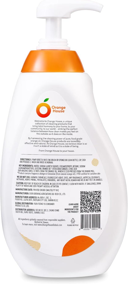 ORANGE HOUSE 3 in 1 Plant Based Dish Soap, Non Harmful Ingredients Veggie Wash, Orange Oil Fruit and Vegetable Wash, Convenient Fruit Wash, 21.9 Fl Oz Fruit Cleaner, Natural Dish Soap (1 Pack) | Cleans Dishes, Fruits & Vegetables, Eco Friendly Plant Ba...