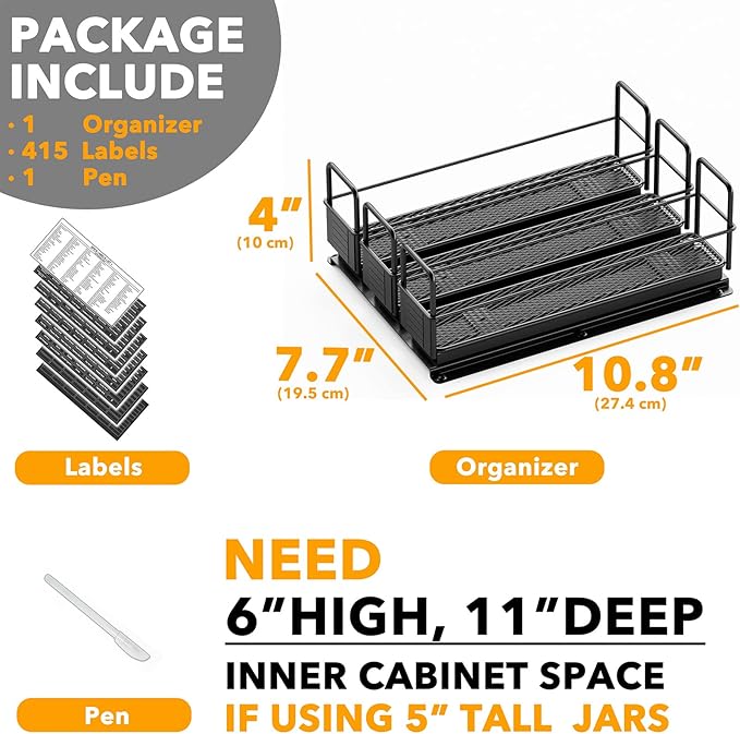SpaceAid Pull Out Spice Rack Organizer
