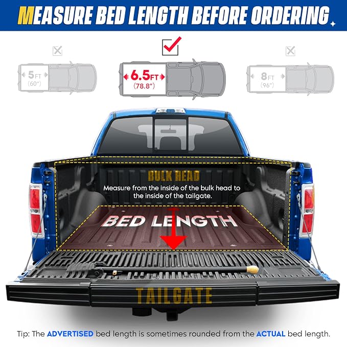 Soft Roll up 6.5ft Truck Bed Tonneau Cover for Ford F-150 1997-2003, F-150 Heritage 2004, Fleetside 6.5 ft 78.8 in Bed, Not Fit Roll Bar and Flareside/Stepside
