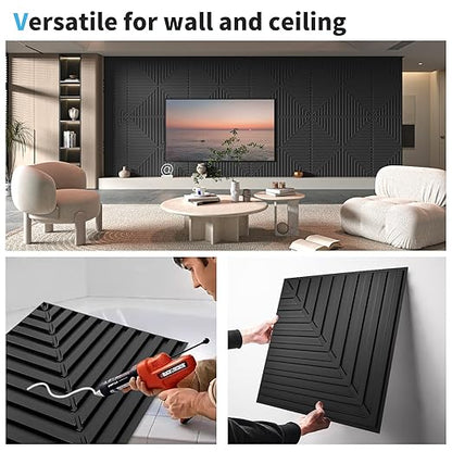 Art3d 12-Pack Drop Ceiling Tiles 2x2 FT, PVC 3D Textured Panels
