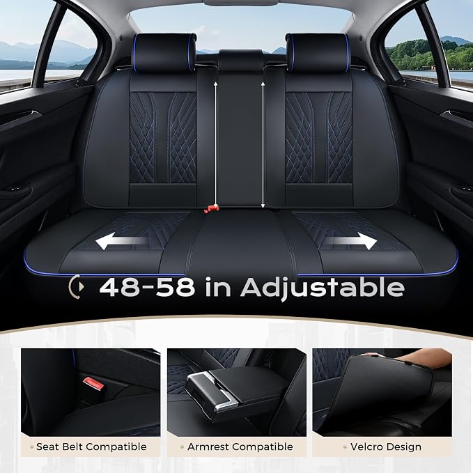 Coverado Car Seat Covers, Car Seat Covers Front Seats, 2-Pack Front Seat Cover, Nappa Leather Waterproof Seat Covers, Car Seat Protectors, Automotive Seat Covers Universal Fit for Most Vehicles
