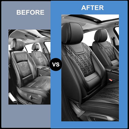 Car Seat Covers Compatible with Hyundai Accent 2017-2025 2026 - Full Set 5 Seats Luxury Leather All-Weather Seat Cushions & Protectors, Waterproof & Breathable, Airbag Compatible (Black)