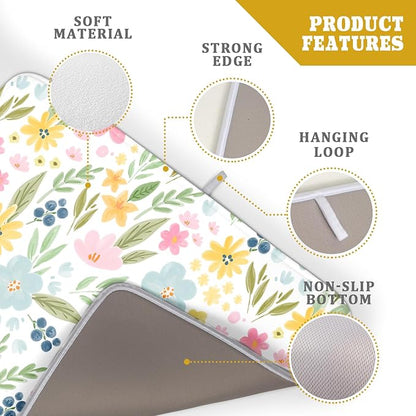 Spring Dish Drying Mat for Kitchen Counter Cute Floral Summer Holiday