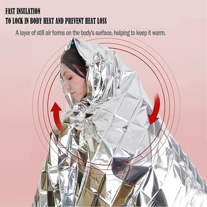 4-Pack Mylar Emergency Thermal Blankets - Waterproof Windproof Survival Gear for Camping, Hiking & Marathons - Retains 95% Body Heat, Tear-Resistant, Reusable Space Blanket (82.7"x63" & 82.7"x51.2")