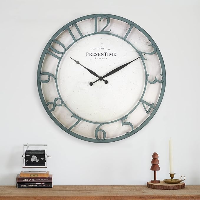 Presentime & Co 21" Farmhouse Series Wall Clock, Vintage Style, Retro Clock