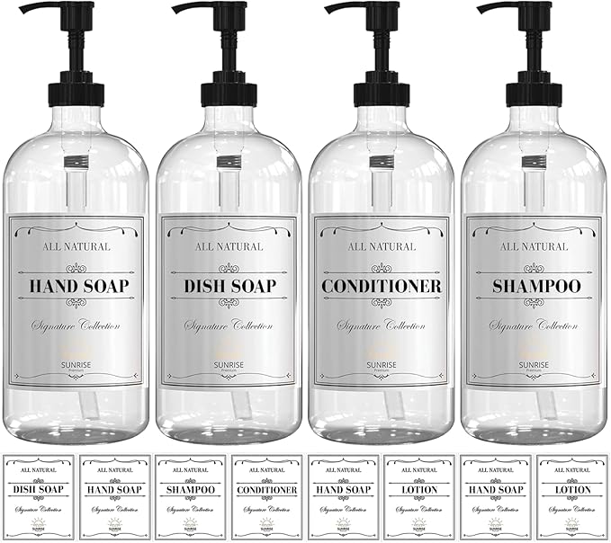 Sunrise Premium 16 OZ Clear Glass Soap Dispenser