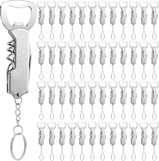 Ziliny 48 Pcs Bottle Opener Keychain Bulk Wine Bottle Beer Opener Keychain