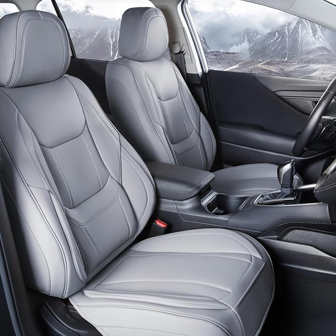 Coverland Custom SUV Car Seat Covers Front Seats for [2011-2020 Kia Sportage] - Protector Car Seat Cover Water Resistant Leather Memory Form Back Support Seat Cushion [Front-Gray]