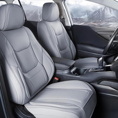 Coverland Custom SUV Car Seat Covers Front Seats for [2003-2009 Toyota 4Runner] - Protector Car Seat Cover Water Resistant Leather Memory Form Back Support Seat Cushion [Front-Gray]