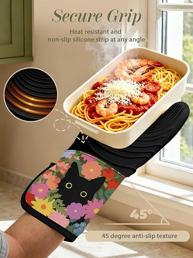 Slohif Long Silicone Oven Mitts Heat Resistant