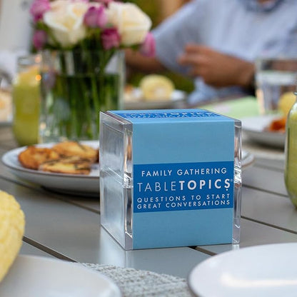 TableTopics Family Gathering Conversation Cards for Multi-Generational Get Togethers with 135 Questions to Use with Relatives at Reunions, Holidays, & Other Events