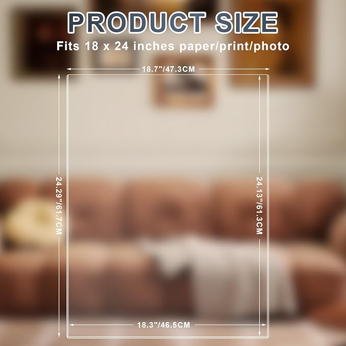 2 Pcs 18" x 24" Rigid Print Protectors Clear Hard Sheet Protectors Heavy Duty Top Loading Crystal Poster Sleeves Picture Frame Hard Plastic Sleeves for Art Prints Photos Documents Blueprint