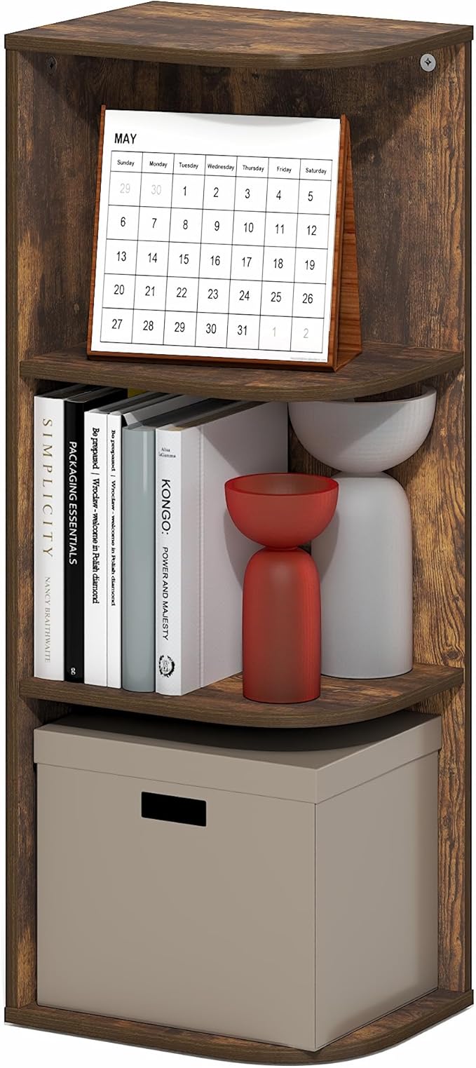 Furinno PASIR Book Shelf, 3-Tier Corner Bookshelf
