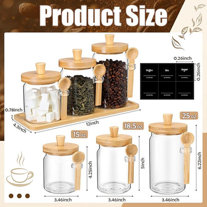 Suclain 3 Pcs Glass Coffee Container