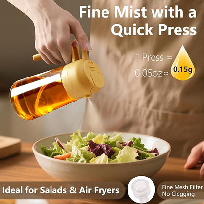 SWEET VIEW Oil Sprayer for Cooking, 16oz/470ml 2 In 1 Glass Olive Oil Sprayr &