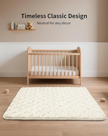 Baby Play Mat, Soft Foam Floor Mats for Babies, Tummy Time Activity Gym Rug, Infant and Toddler Essentials for Playpen 47"x47", Nursery, Outdoor Yard, Portable Foldable Puzzle Mat (Forest Beige)