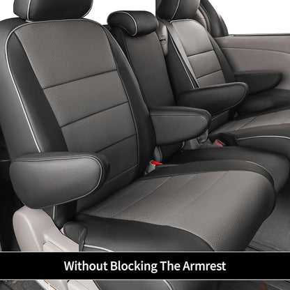 EKR Sienna Seat Covers for 2011-2020 Toyota Sienna XLE,Limited,Limited Premium,7 Seats,2nd Row Captain Seats W/Legrest,Seat Covers for SUV,Automotive Seat Cover Full Set,-Leather(Black/Gray)