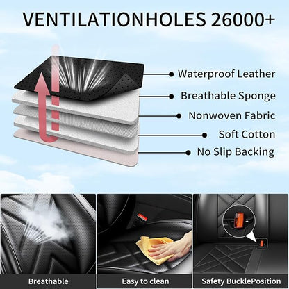 Impala Car Seat Covers Fit for Chevrolet/Chevy Impala 2014-2020, Full Coverage Leather Waterproof Breathable Seat Covers, Automotive Seat Protectors, Airbag Compatible, (5 Seats, Black)