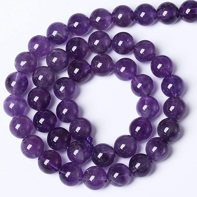 10MM 38PCS Natural Stone Purple Amethyst Crystal AAA Grade Quartz Beads for Jewelry Making DIY Bracelet