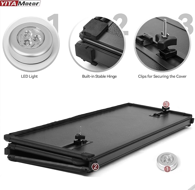 YITAMOTOR FRP Hard Tri-Fold Truck Bed Tonneau Cover Compatible with Dodge Ram 1500 2009-2024 (19-24 Classic ONLY), 5.7 ft Bed Without Rambox