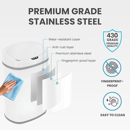 iTouchless 13 Gallon Oval Sensor Trash Can