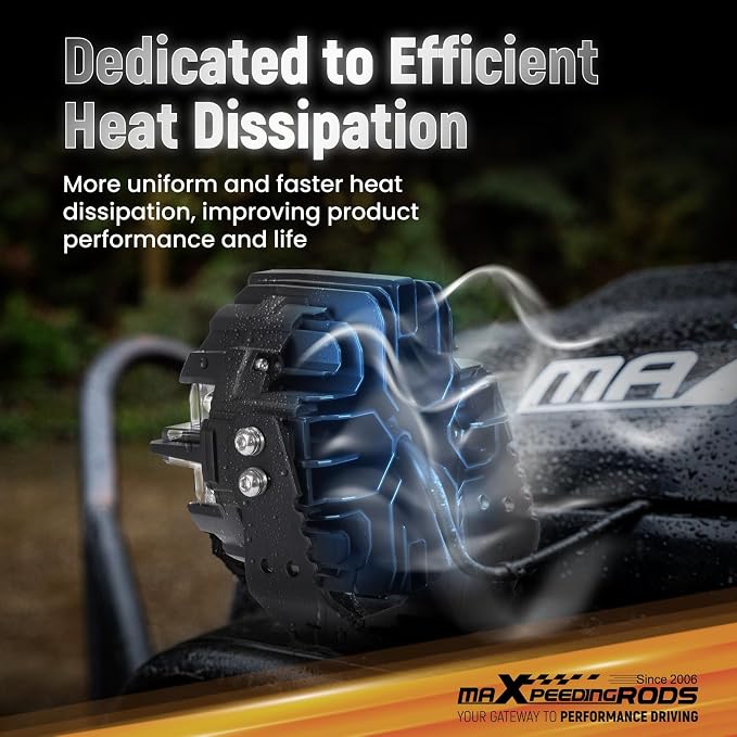 maXpeedingrods 3.5 Inch LED Off Road Lights 160W 19200LM Round Fog Lights with Amber/White DRL, LED Light Bar 270°Side Shooter for UTV Trucks SUV Pickup ATV Motorcycles, with 4 Black Light Covers