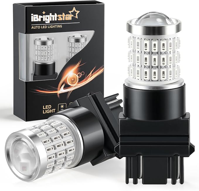 iBrightstar 3157 LED Bulb Red, 3057 LED Brake Lights Bulbs Super Bright for Rear Brake Lights and Tail Lights, 2 Pack