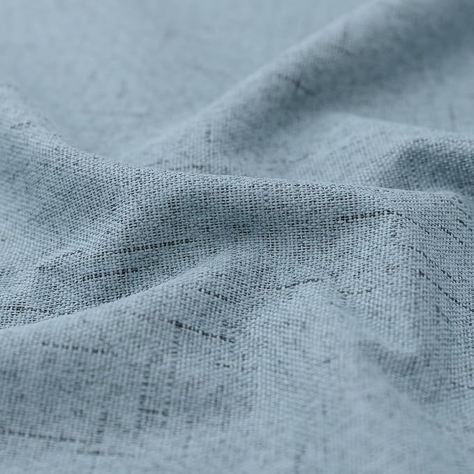 KOUFALL Bathroom Curtains Window, Calming Coastal Dusty Blue Linen Blackout