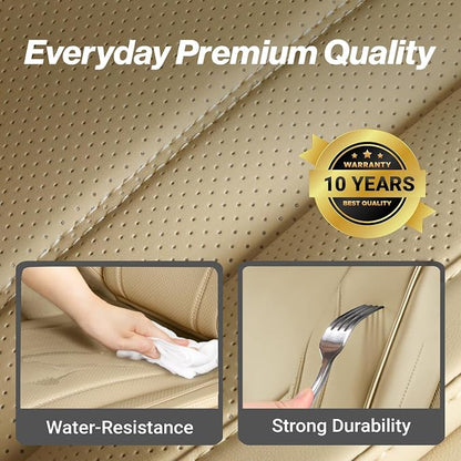 Coverland Custom SUV Car Seat Covers Front Seats for [2010-2023 Lexus GX 460] - Protector Car Seat Cover Water Resistant Leather Memory Form Back Support Seat Cushion [Front-Beige]