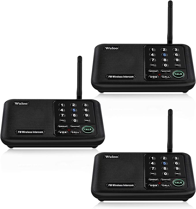 Wuloo Intercoms Wireless for Home 5280 Feet Range 10 Channel 3 Code, Wireless