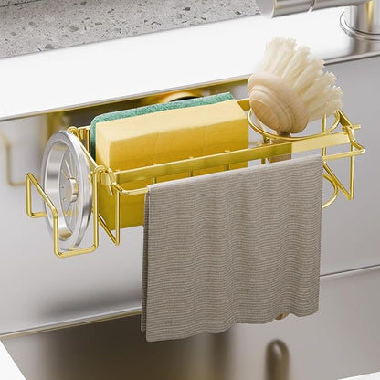 TAILI Sponge Holder with Strong Suction Cup, 4-in-1 Rustproof Sink Organizer
