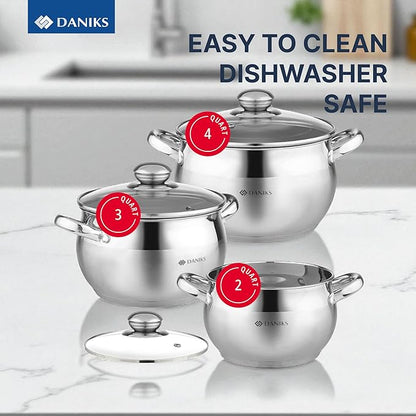Daniks Classic 6-Piece Stainless Steel Cookware Set