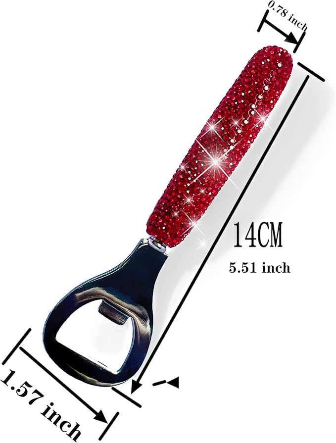 Handcrafted Red Crystal Bling Beer Opener – Sparkle Diamond Bottle Openers