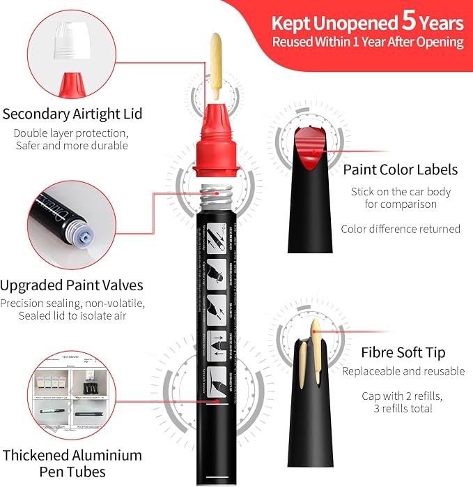 Carhoo 438 Japan Red/Electric Red Compatible With BMW Exact Match Touch Up Paint Pen, Genuine Custom Color Car Touch Up Paint (16ml)