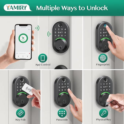 Smart Deadbolt Door Lock with Keypad:Yamiry Fingerprint Keyless Entry Deadbolt