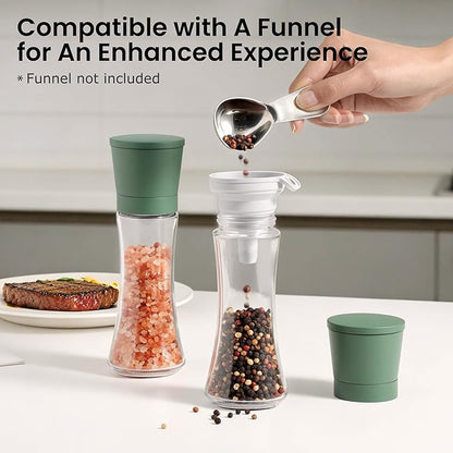 VEVOK CHEF Green Salt and Pepper Grinder Mill Set Stainless Steel Pepper Shaker