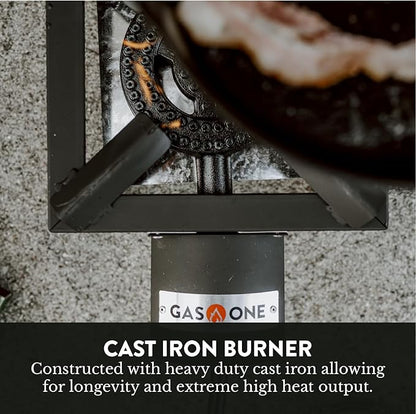 GasOne High Pressure Single Propane Burner - Outdoor Cooking with Heat Shield and Guard ??Propane Burner Head for Camping, Tailgating, Seafood Boil, Home Brewing - Patent Pending