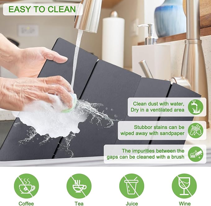 Large Dish Drying Mat for Kitchen Counter, Heat-resistant Mat, Diatomaceous