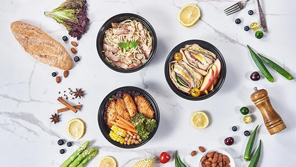 32 oz 50 ct Round Meal Prep Containers with Lids Plastic Food Storage Lunch Plan To Go Box Disposable Take Out Bowls BPA Free Durable Stackable Microwave Freezer Safe (Formerly FULING)
