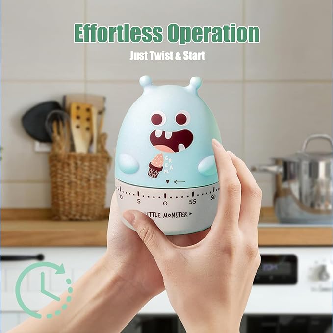 Quirky Creature Mechanical Kitchen Timer, Cute 60-Minute Manual Wind Up