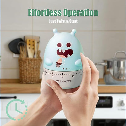 Quirky Creature Mechanical Kitchen Timer, Cute 60-Minute Manual Wind Up