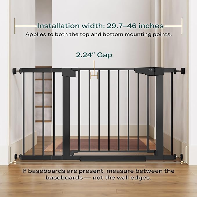 Cumbor 29.7-46" Baby Gate for Stairs, Mom's Choice Awards Winner-Auto Close Dog