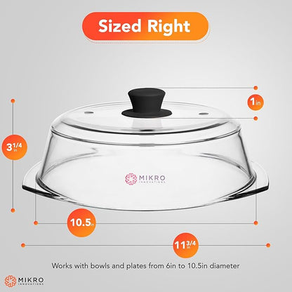 Tall Glass Microwave splatter cover | Sturdy clear 100% food safe BPA free