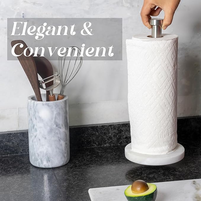 Koville African Genuine Marble Paper Towel Holder Countertop,