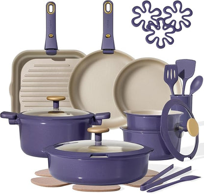 CAROTE 26 Pcs Pots and Pans Set, Nonstick Cookware Sets