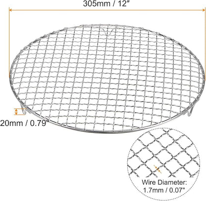 HARFINGTON Round Cooking Rack 12-inch 201 Stainless Steel Cross Wire Barbecue Grill Net with 20mm Legs for Cooking Baking Steaming BBQ