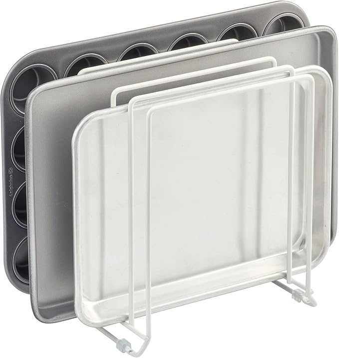mDesign X-Large Steel Storage Tray Organizer Rack