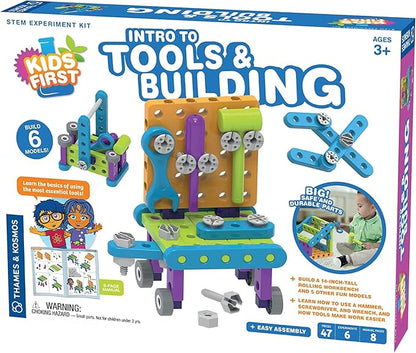 Thames & Kosmos Kids First: Intro to Tools & Building STEM Experiment Kit for Ages 3+ | Build 6 Models, Learn Basic Mechanical Engineering Principles | Make Your Own Workbench with Durable Parts