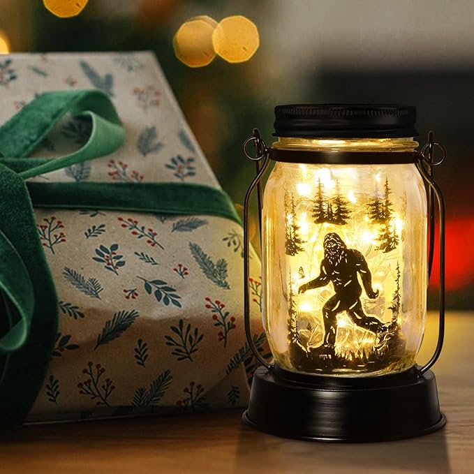 kyoryuger Bigfoot Gifts for Women/Men Bigfoot Solar Lanterns Mom Grandma Birthday Present Lantern Memorial Lights Solar Garden Decoration Outside for Yard, Patio,Backyard,Porch Torches