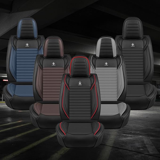 Seat Covers Fit for Nissan Rogue 2015-2026, Breathable and Comfortable Leather Car Seat Cover, Standard Waterproof Cushion Cover Auto Interior Accessories (Black Red)